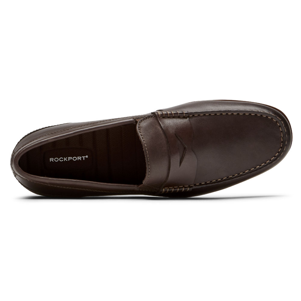 Rockport Mens Malcom Penny - Slip-On Dark Brown - QZG801392